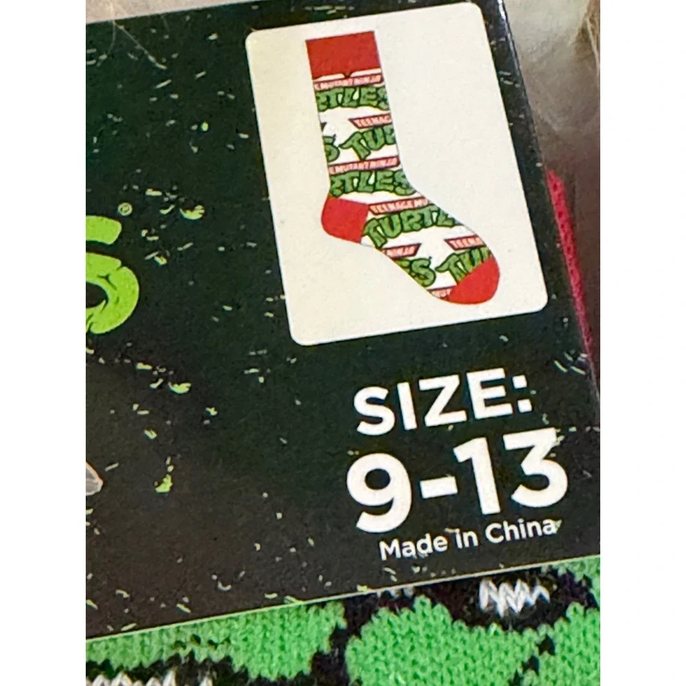 Teenage Mutant Ninja Turtles Crew Socks 3 Pair Bundle Raphael Leonardo TMNT Logo